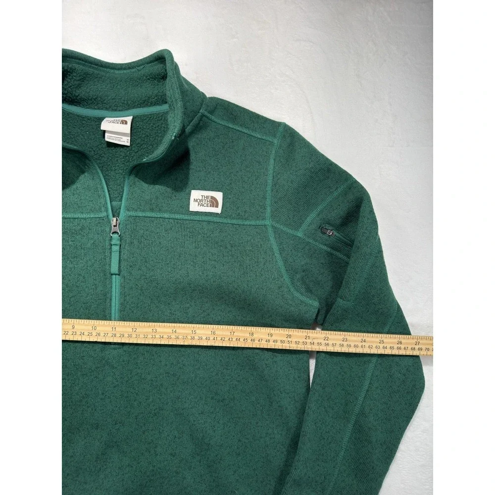The North Face Pullover Mens Medium Green Fleece 1/4 Zip Mock Neck Hiking